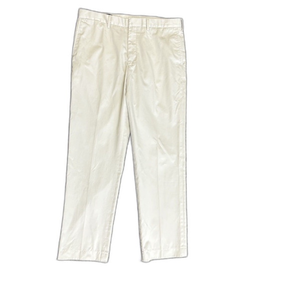 Lands' End Light Beige Flat Front Straight Leg Traditional Fit Chino Pants Sz 35 - Picture 3 of 14